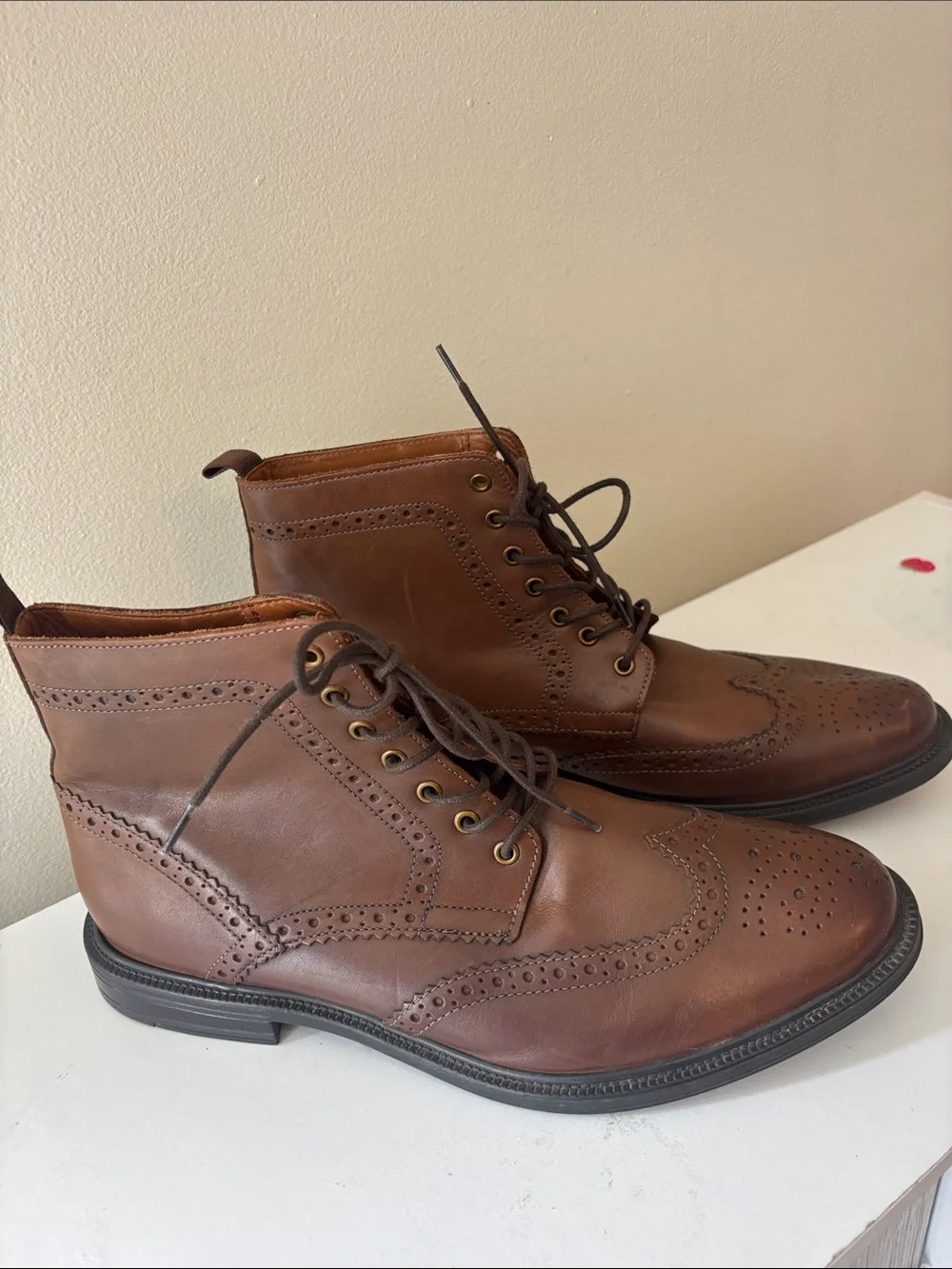 Stafford Men's Brown Leather Wingtip Chukka Boots